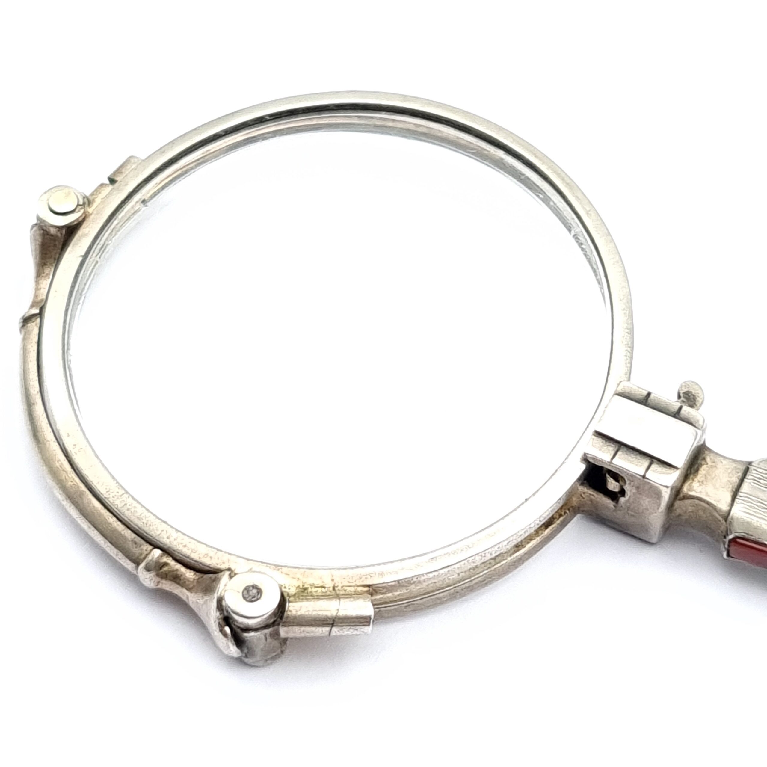 Antique Lorgnette Magnifying Glass with Red Galalith detail - Image 6