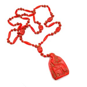 Art Deco Max Neiger Egyptian Revival Necklace Red Pharaoh Scarabs
