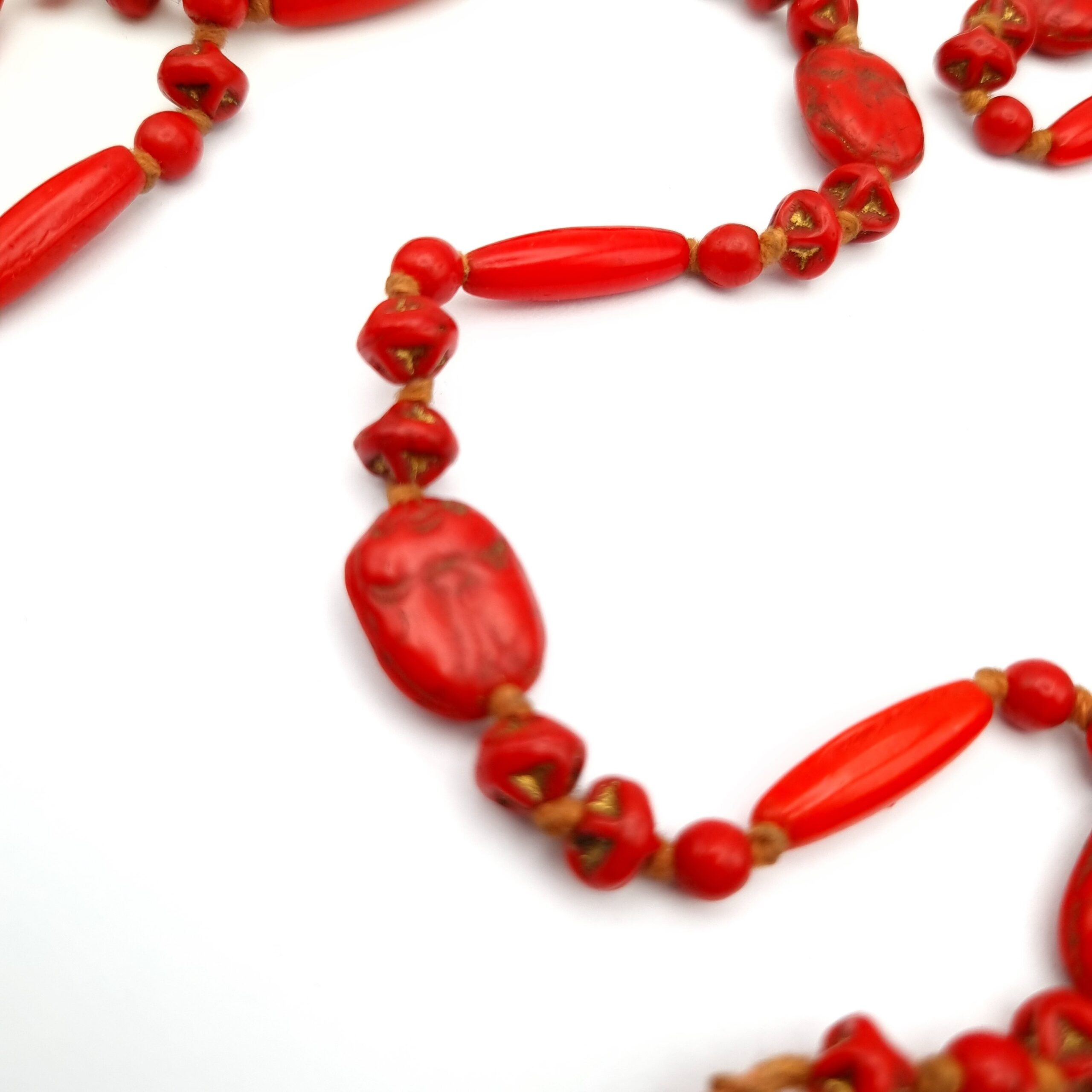 Art Deco Max Neiger Egyptian Revival Necklace Red Pharaoh Scarabs - Image 7