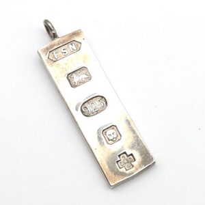 Solid Silver Ingot Pendant Hallmarked London 2000 Millennium