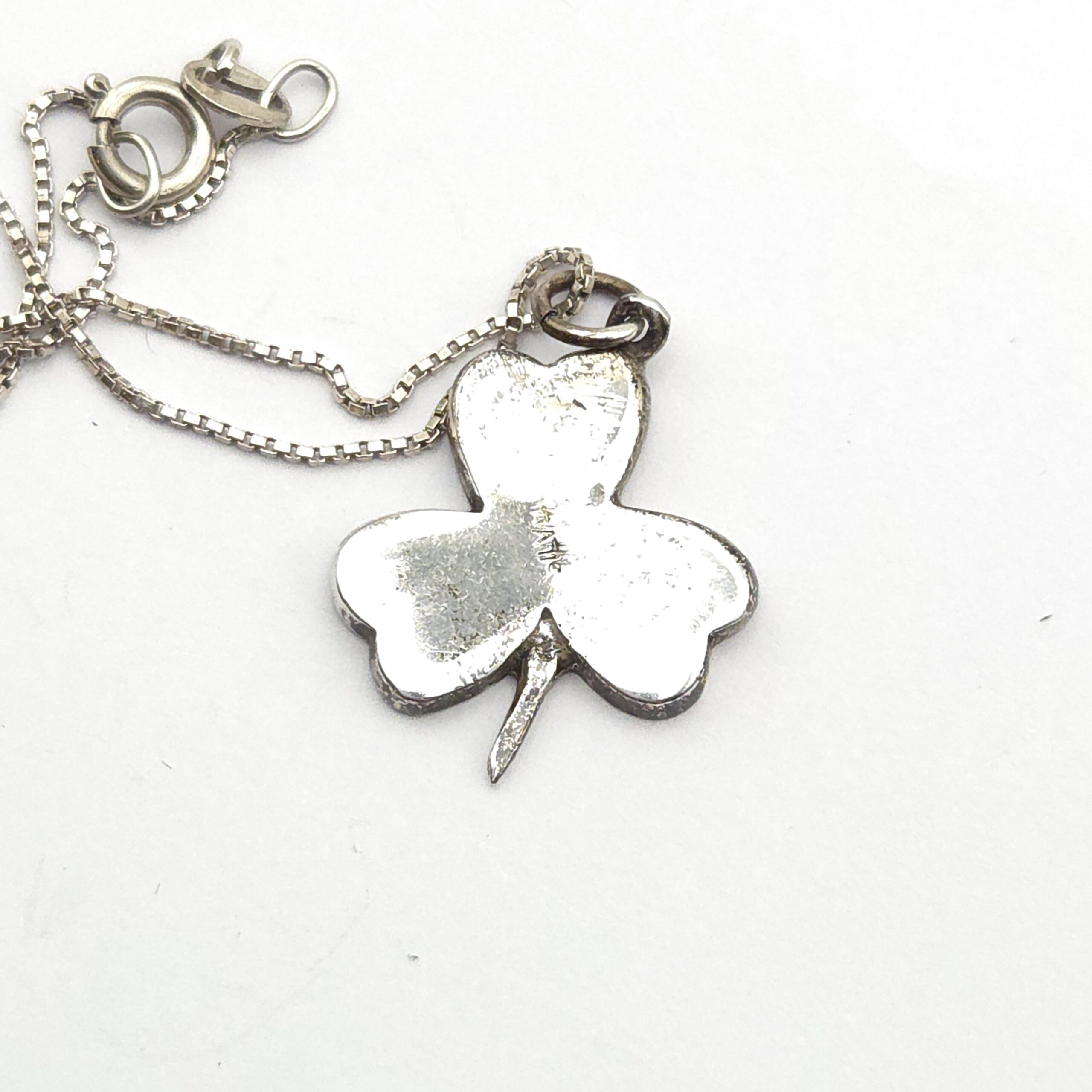 Connemara Marble Shamrock Silver Pendant Necklace