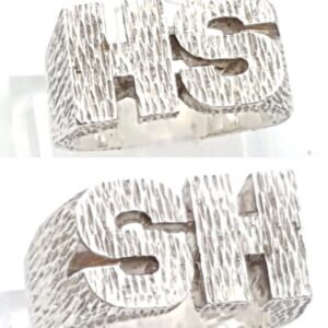 Brutalist Initial Ring Sterling Silver Hallmarked