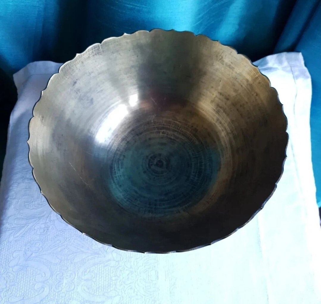 Vintage Chinese Dragon Bowl Large Turned Brass Bowl 25 x 13.5cm - Image 7