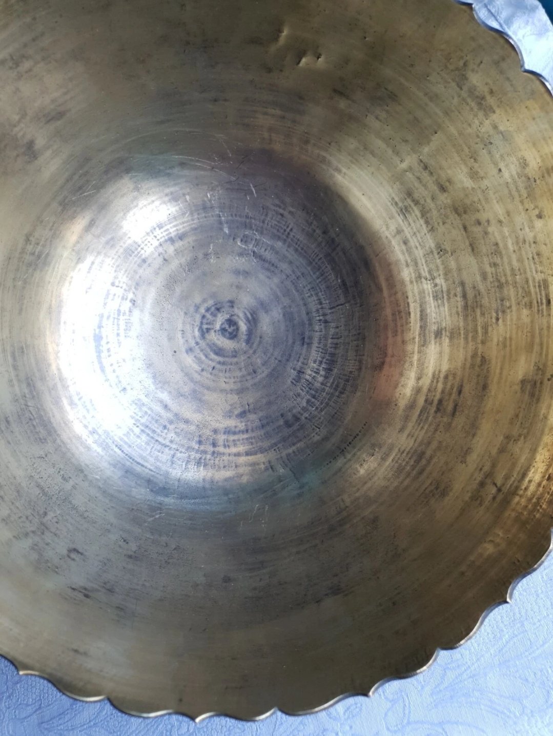 Vintage Chinese Dragon Bowl Large Turned Brass Bowl 25 x 13.5cm - Image 3