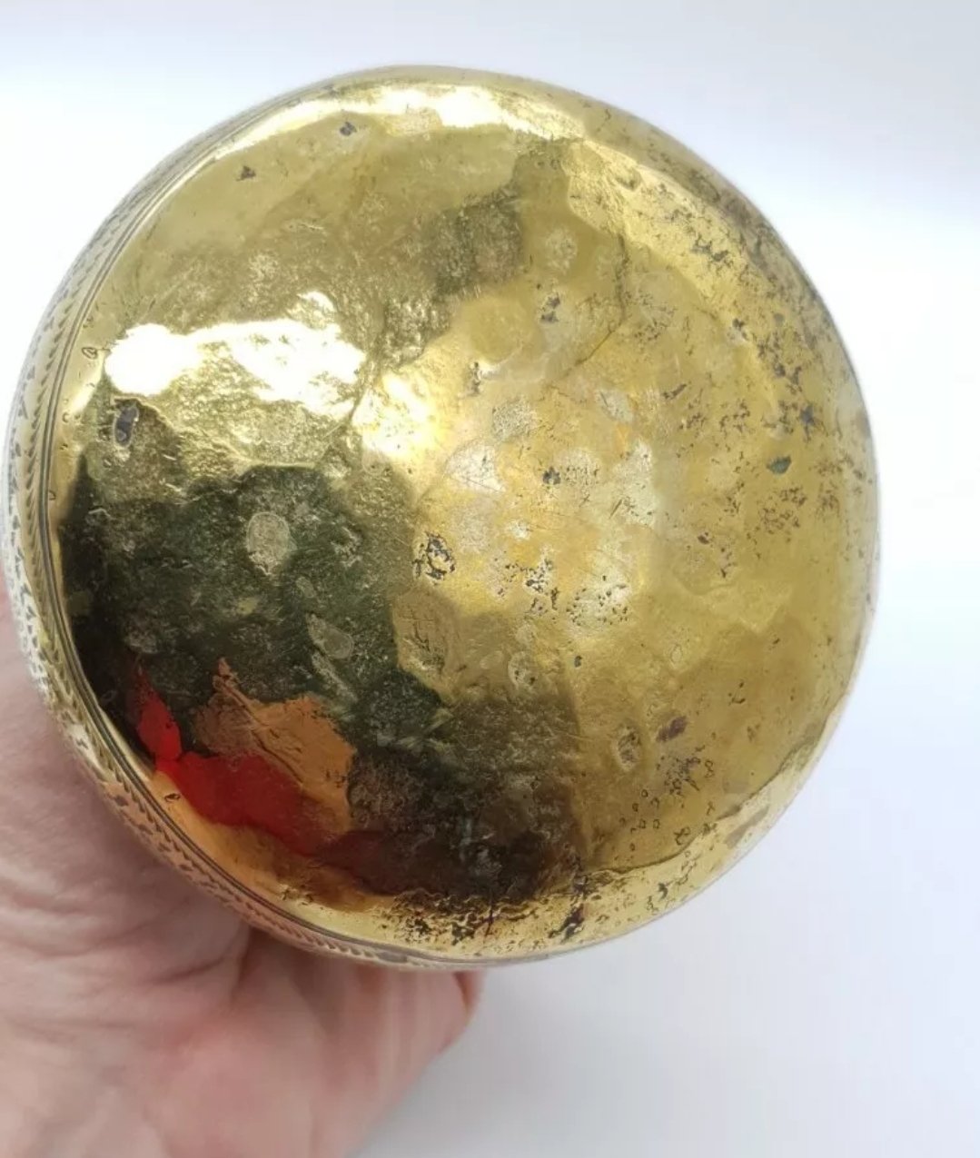 Antique Indian Brass Water Lota Bowl Engraved