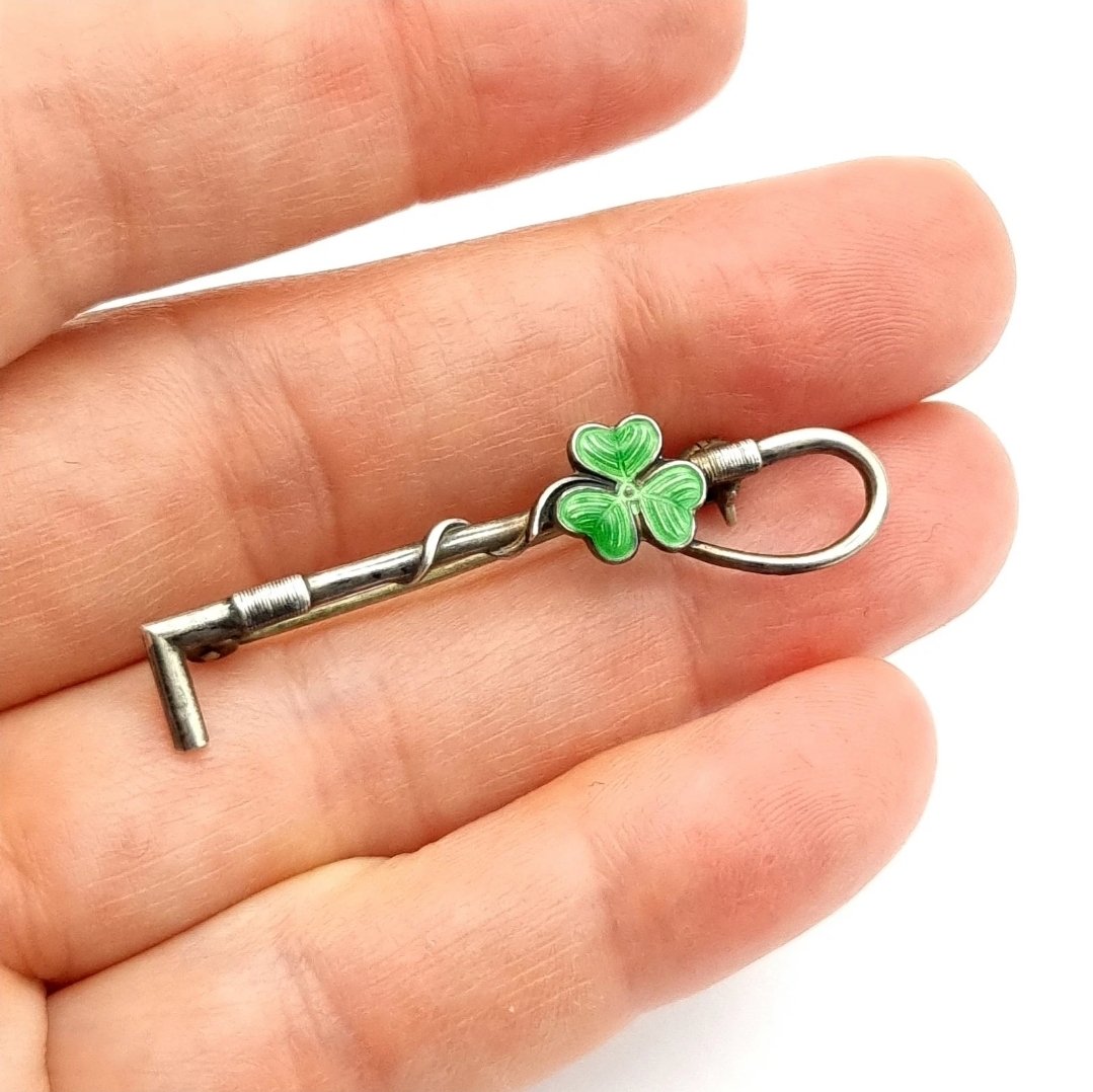 Shamrock Brooch Sterling Silver Riding Crop