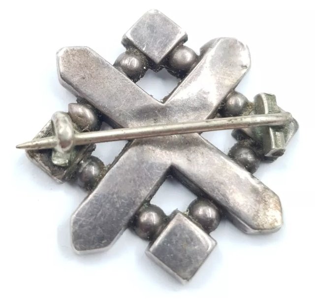 Victorian Silver Enamel Brooch Scottish Cross