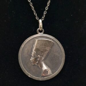 Vintage Sterling Silver Nefertiti Pendant Necklace