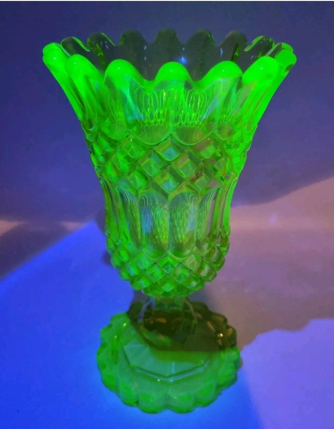 Victorian Uranium Glass Celery Vase Sowerby Pattern 2118