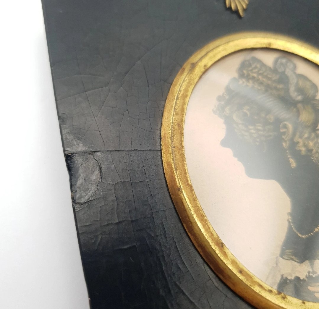 Antique Silhouette Portrait of a Lady with painted details - Image 6