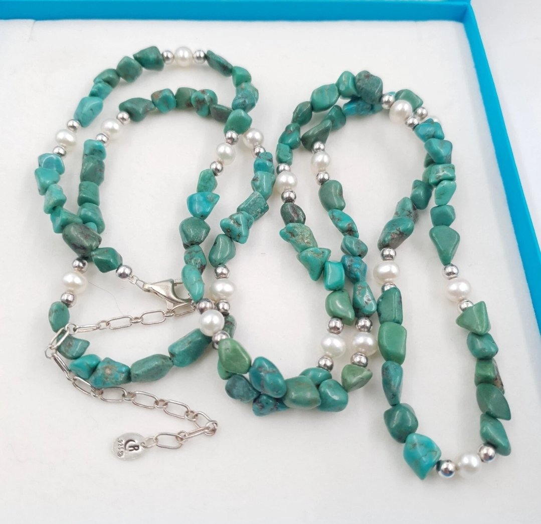 Carolyn Pollack Turquoise Necklace with Pearls