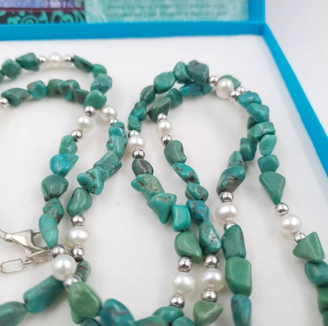 Carolyn Pollack Turquoise Necklace with Pearls