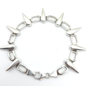Solid Silver Spike Bracelet Sterling Fully Hallmarked Punk Biker Style