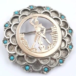 Art Deco Silver Gladiator Brooch Pendant