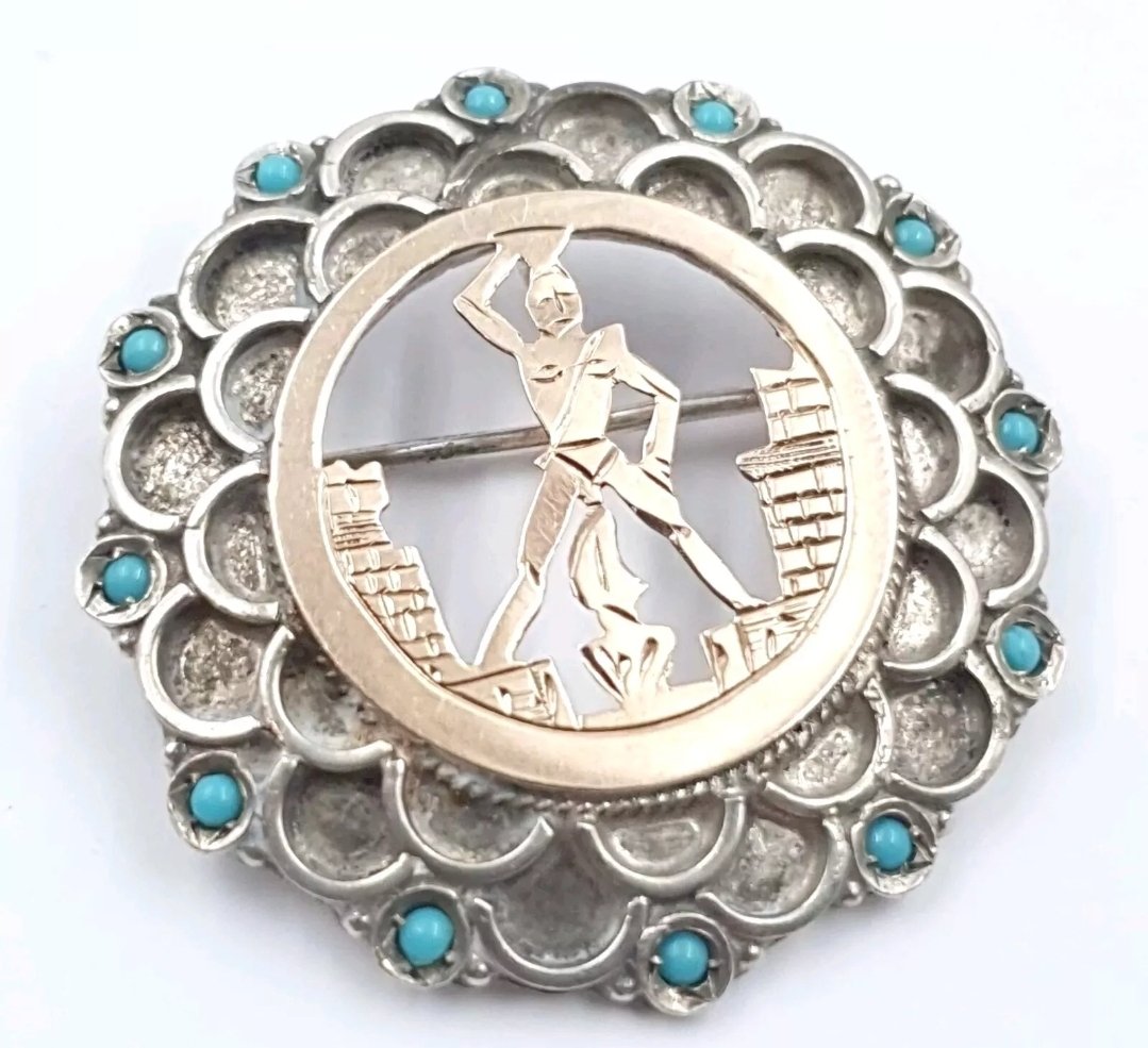 Art Deco Silver Gladiator Brooch Pendant