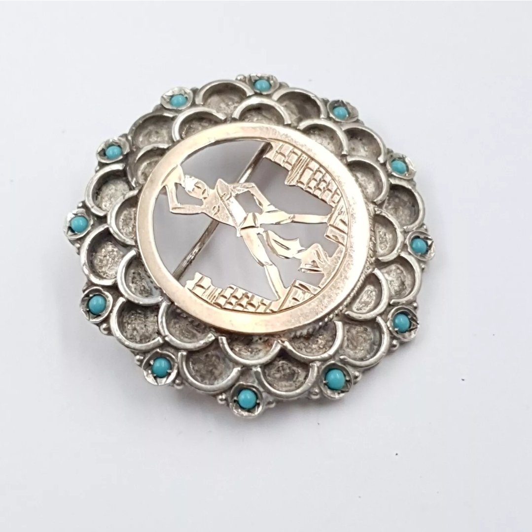 Art Deco Silver Gladiator Brooch Pendant