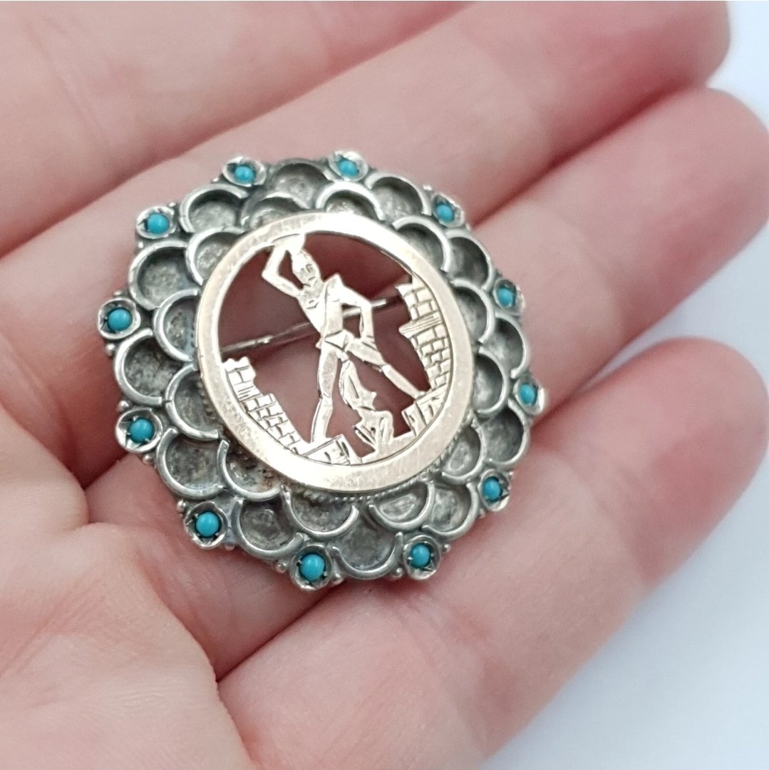 Art Deco Silver Gladiator Brooch Pendant