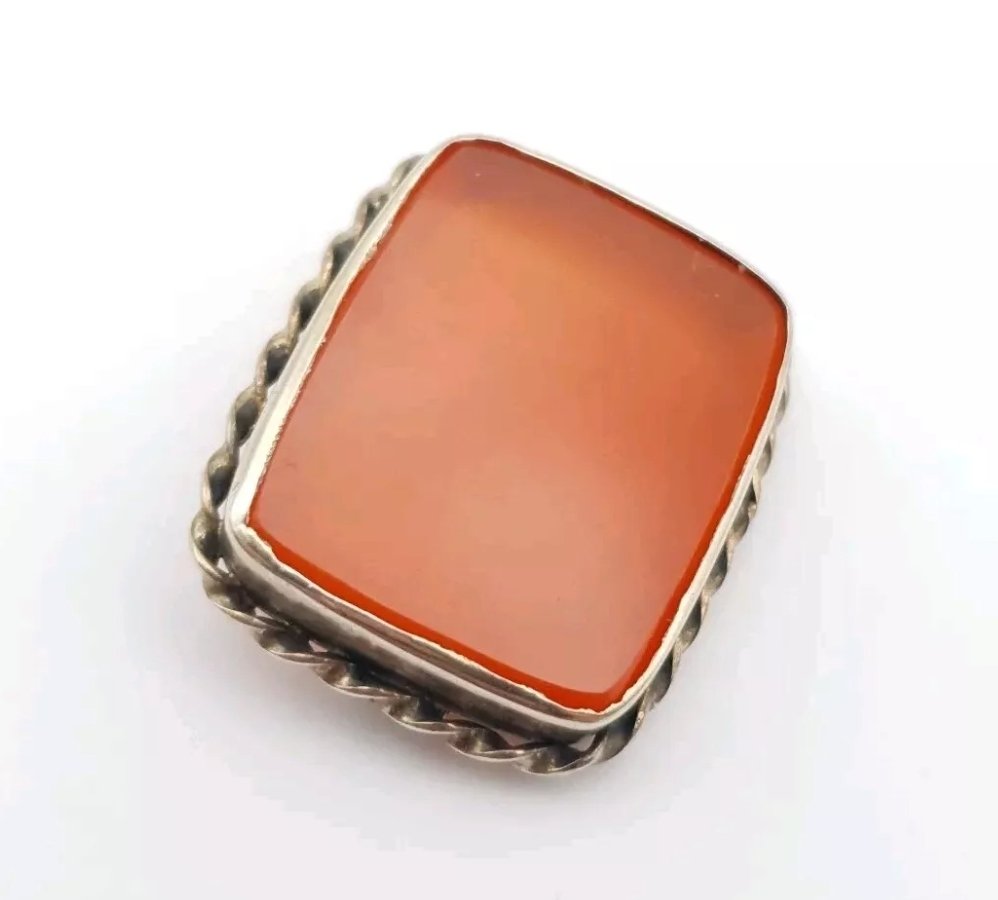 Victorian Carnelian Brooch Silver Mount