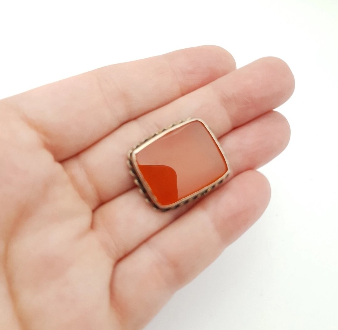 Victorian Carnelian Brooch Silver Mount