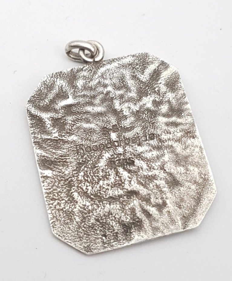 Danish Silver Pendant Heron & Fish Vintage