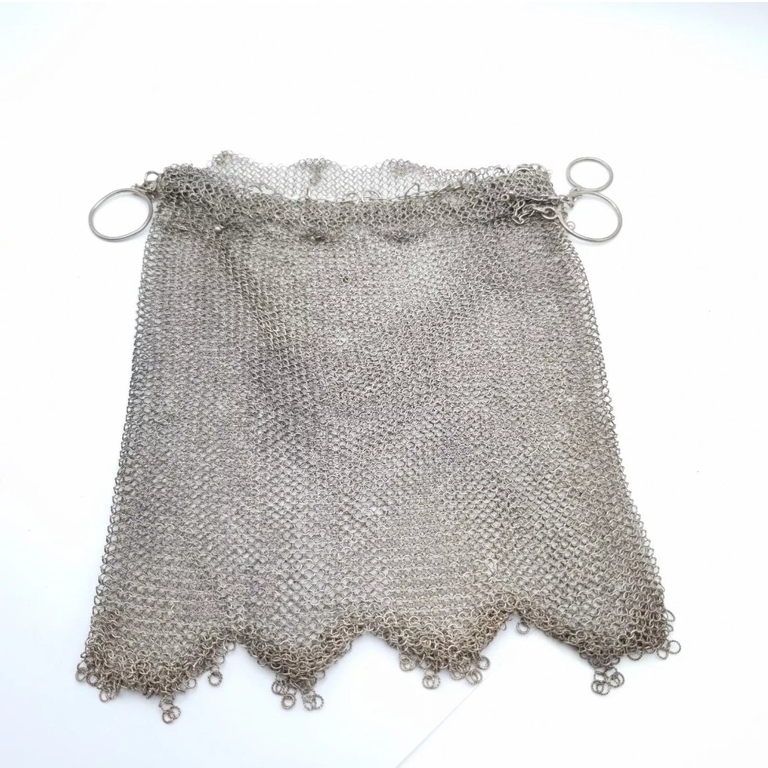 Antique French Silver Evening Bag Drawstring Mesh