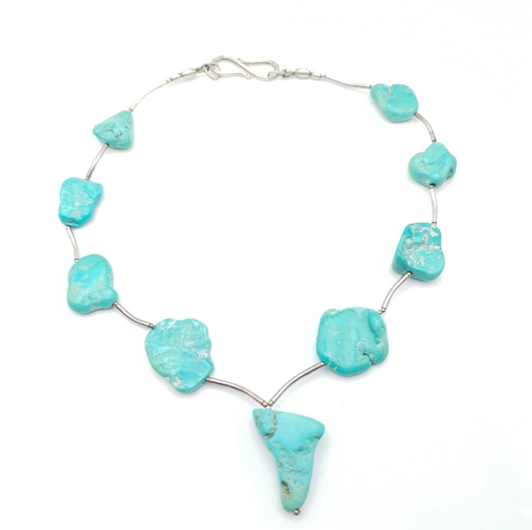Turquoise Nugget & Sterling Silver Necklace