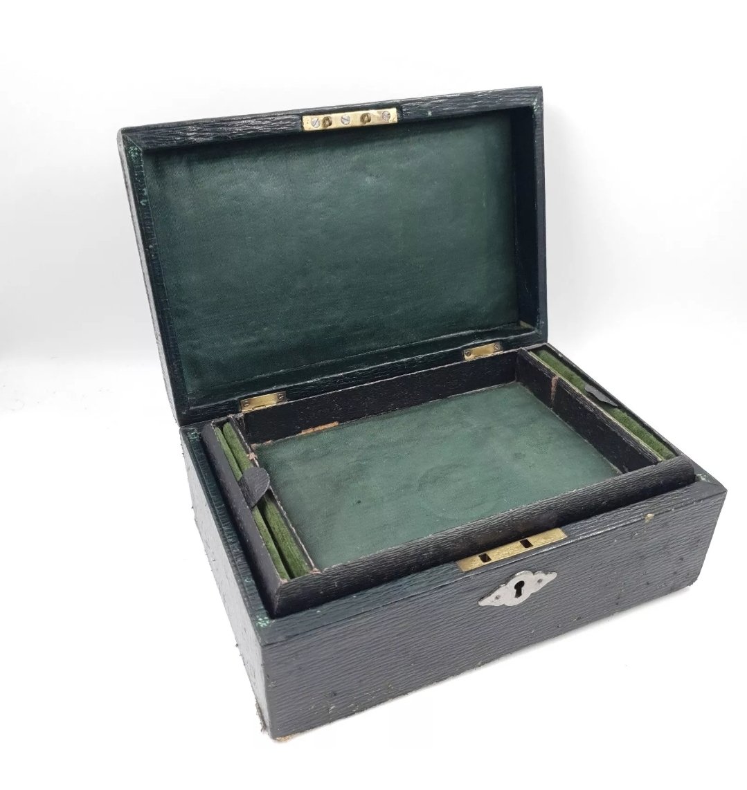 Large Edwardian Leather covered Jewellery Box