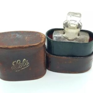 Antique French Smelling Salts Bottle in Leather Case.