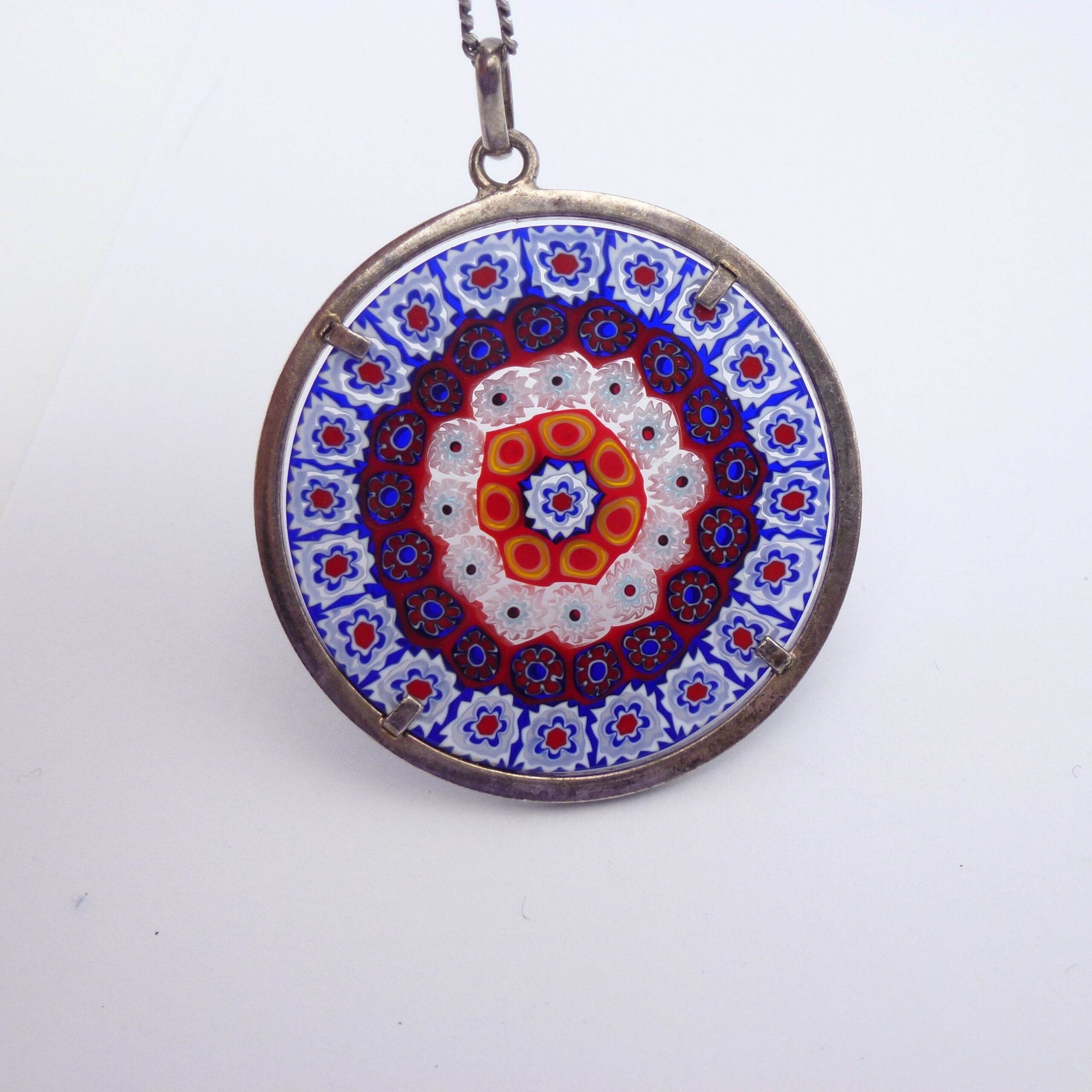 Large Murano Milliefiori Glass Pendant Necklace