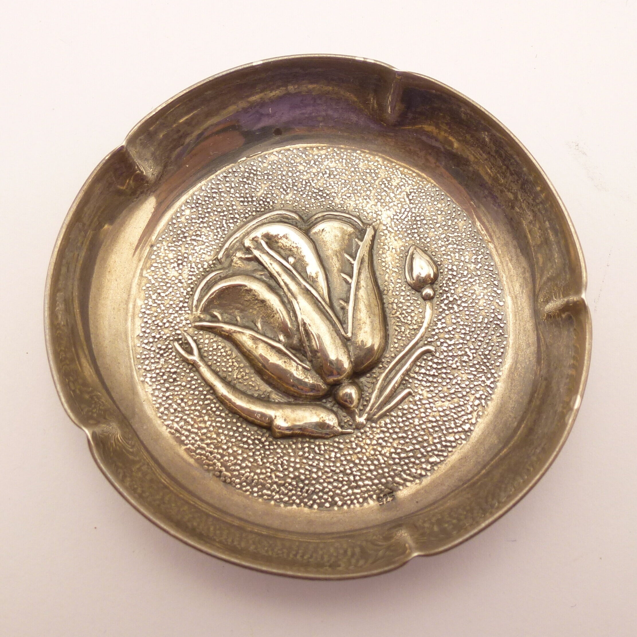 Arts & Crafts Style Silver Pin Dish Dolphin