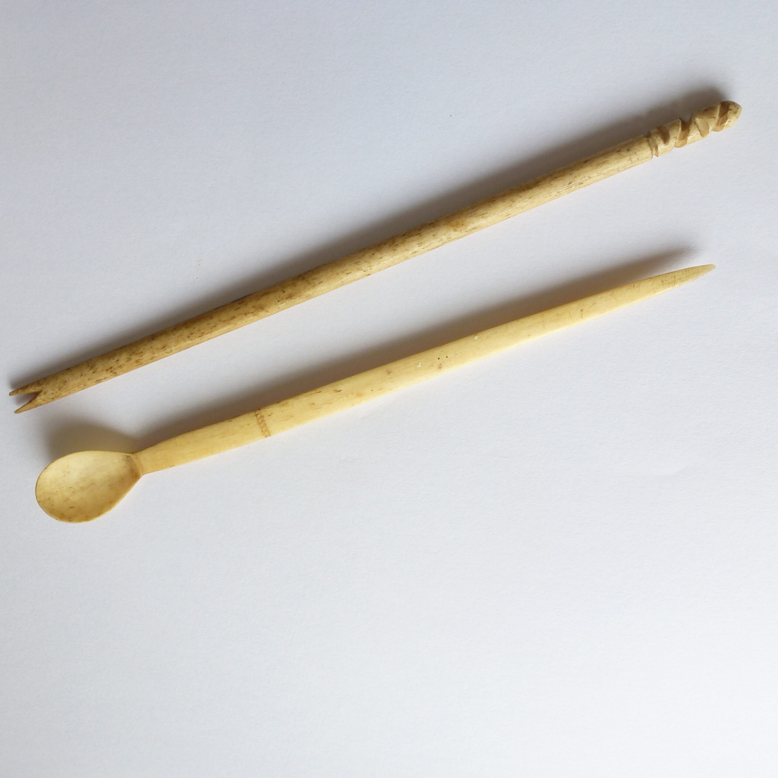 19th Century Carved Bone Snuff Spoon