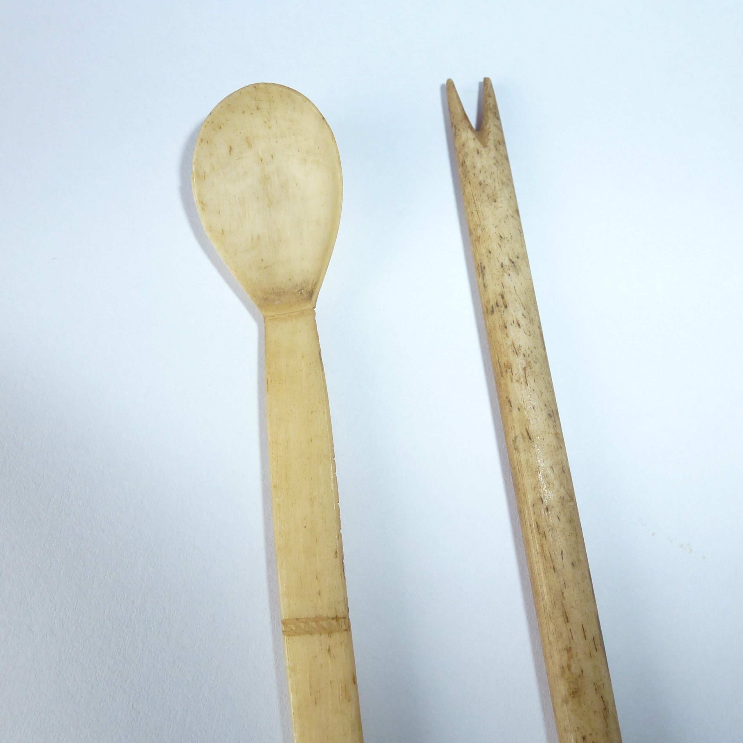 19th Century Carved Bone Snuff Spoon