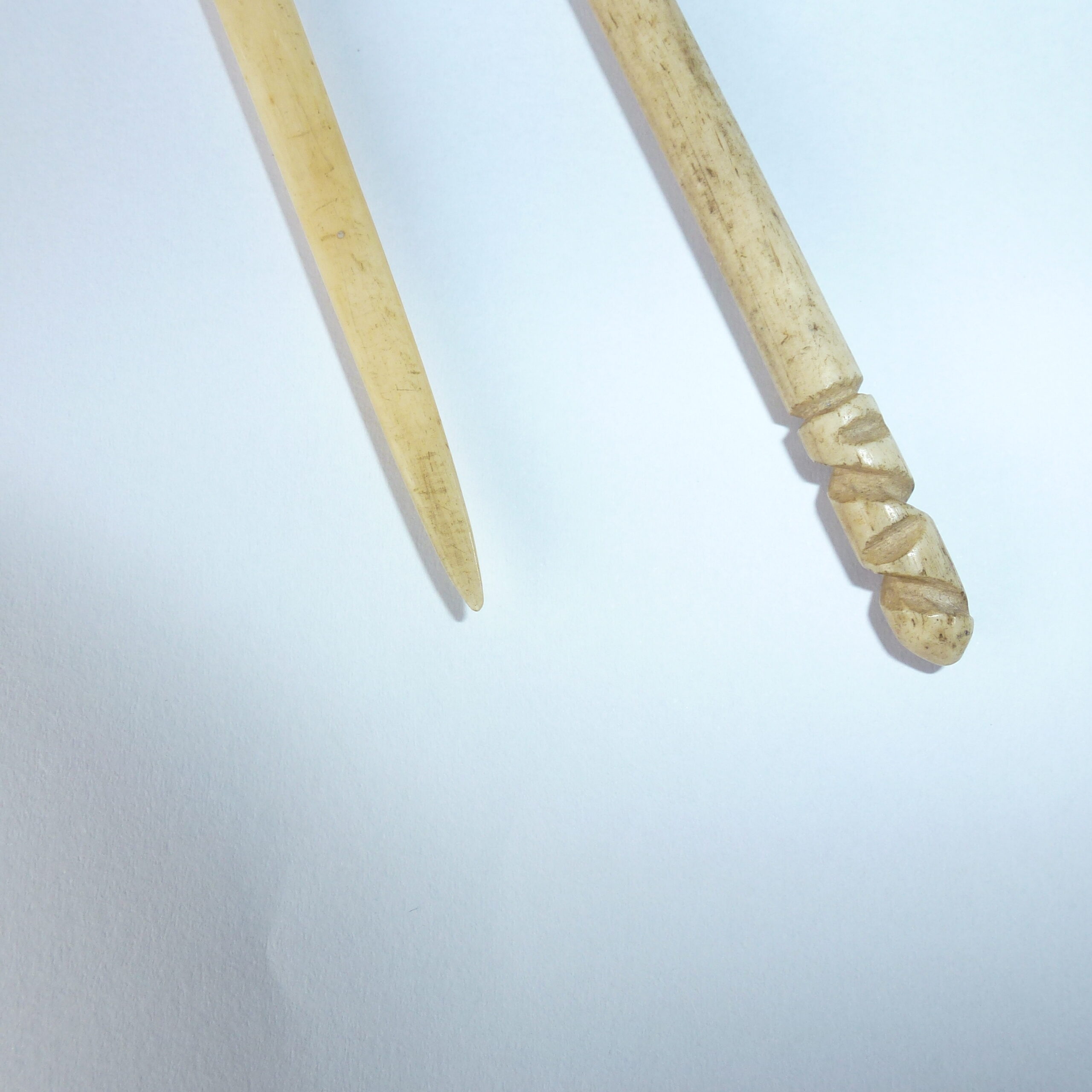 19th Century Carved Bone Snuff Spoon & Pickle Fork - Image 3