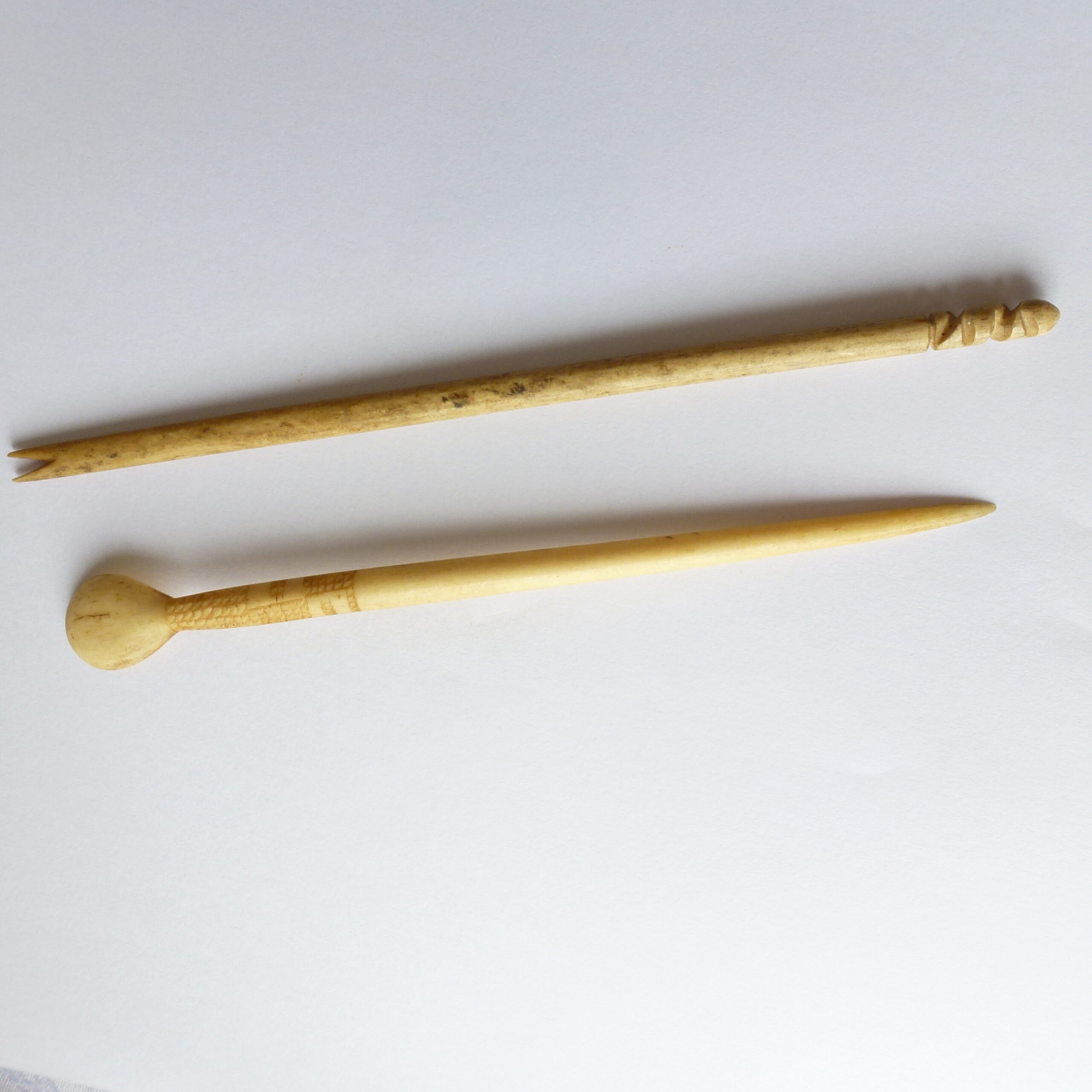 19th Century Carved Bone Snuff Spoon