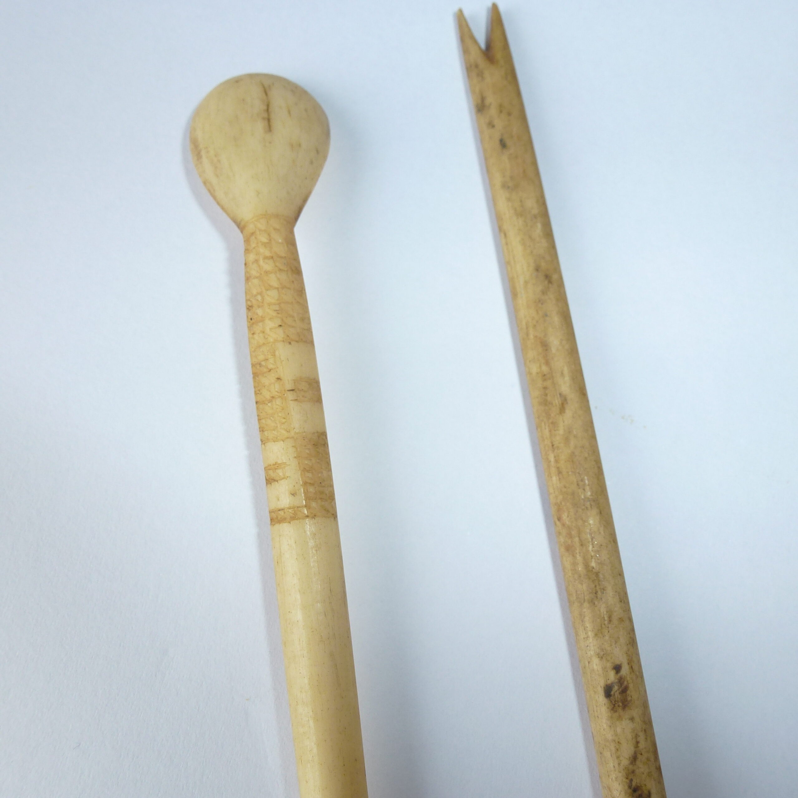 19th Century Carved Bone Snuff Spoon