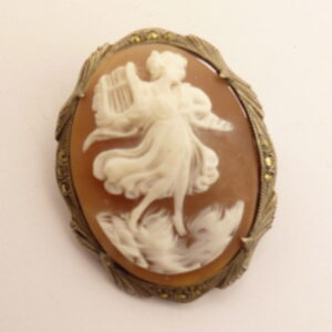 Vintage Silver Cameo Brooch Pendant Muse Terpsichore