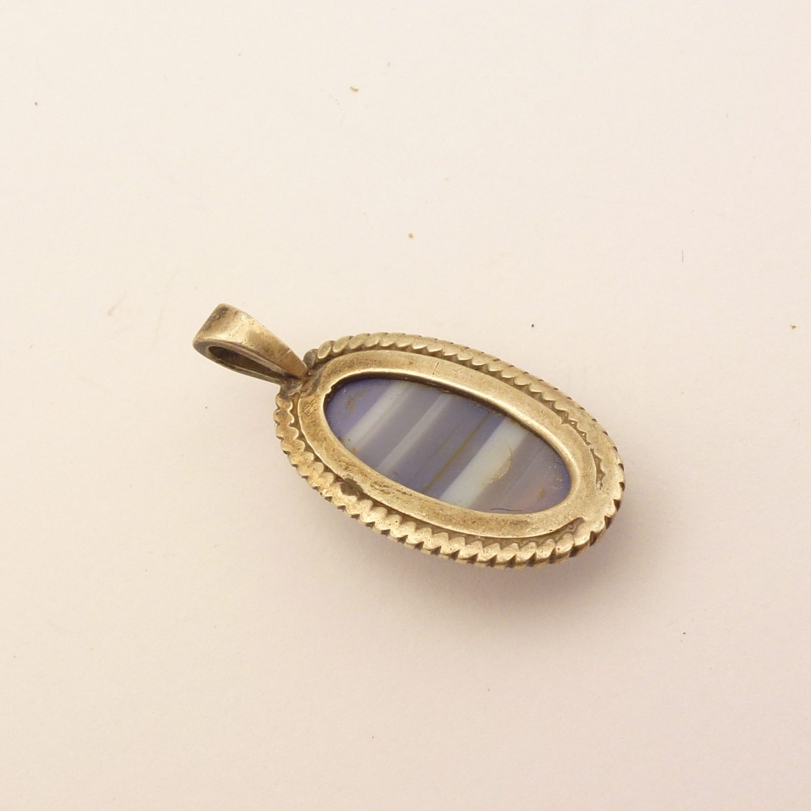 Silver Lilac Banded Agate Pendant