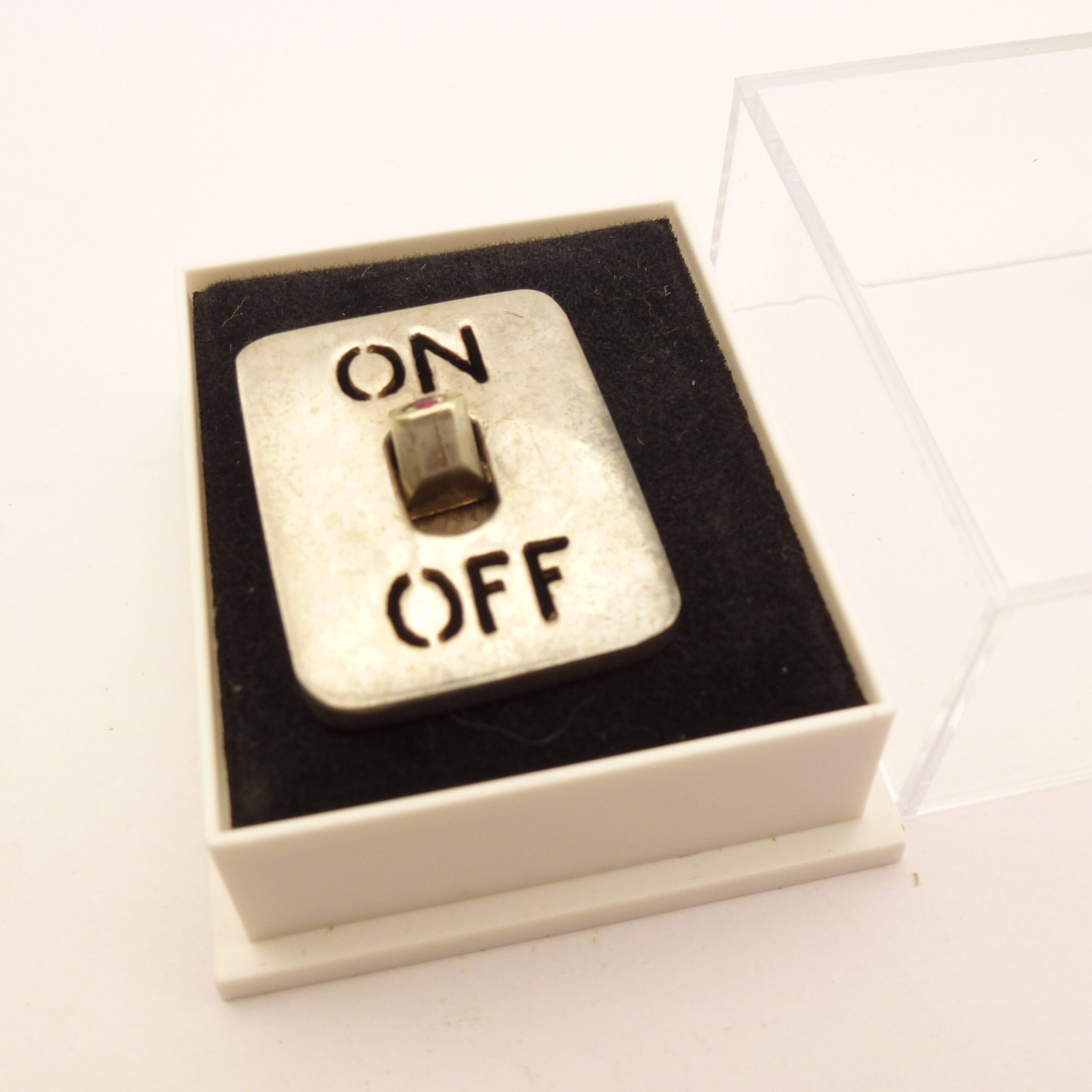 On Off Switch Silver Pendant Vintage Working Novelty - Image 2
