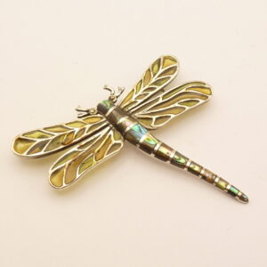 Silver Plique à Jour Dragonfly Brooch