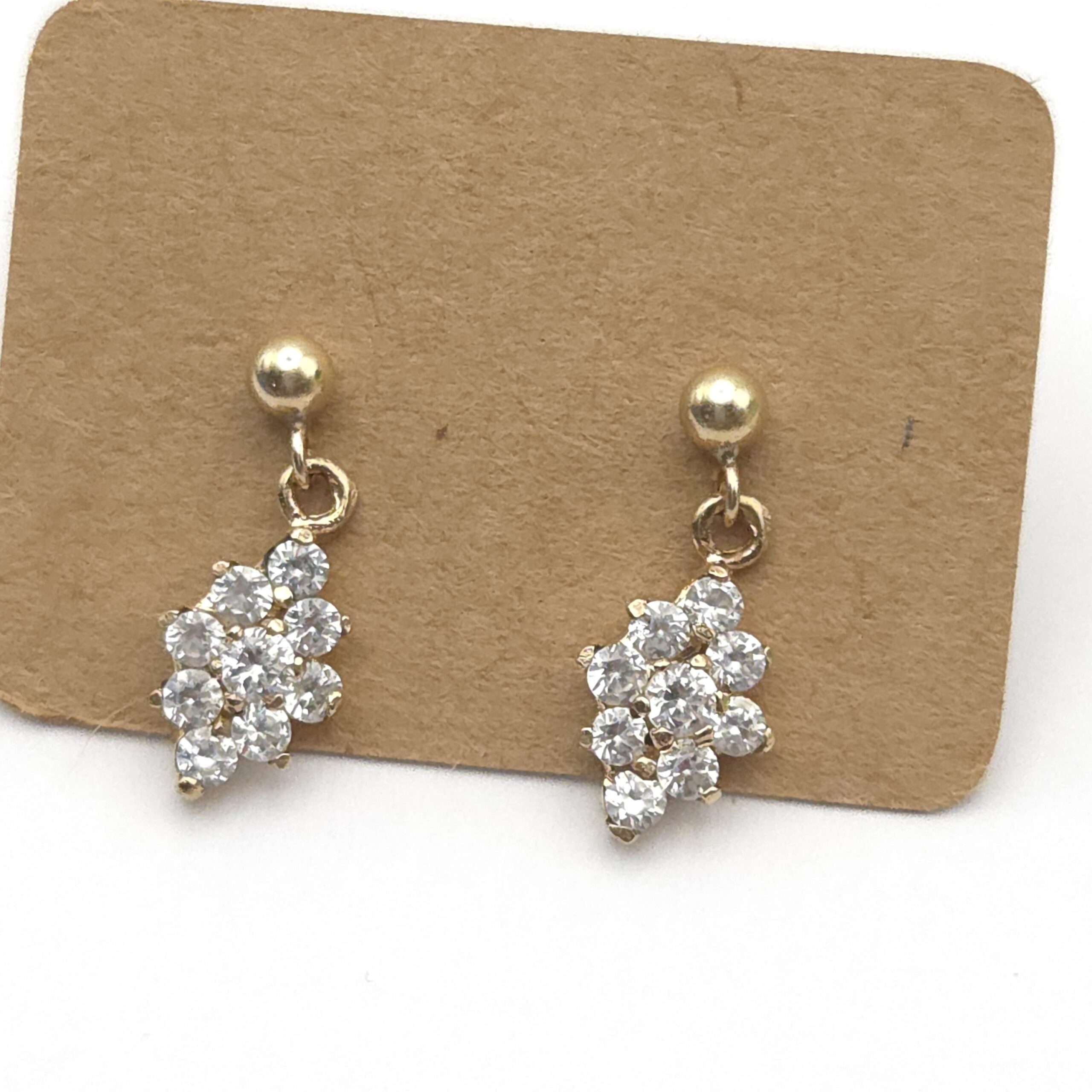 9ct Gold Drop Earrings Cluster Hallmarked