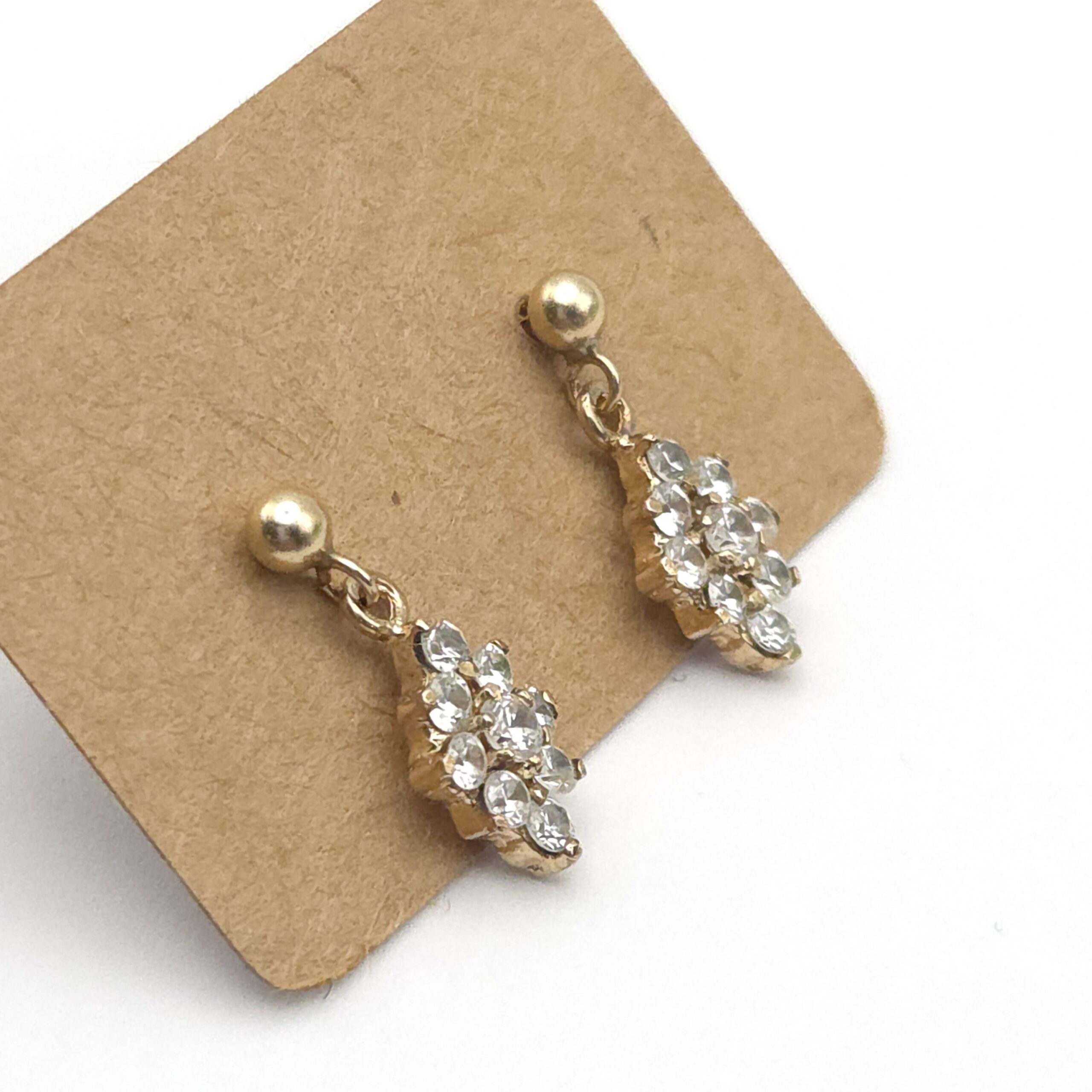 9ct Gold Drop Earrings Cluster Hallmarked