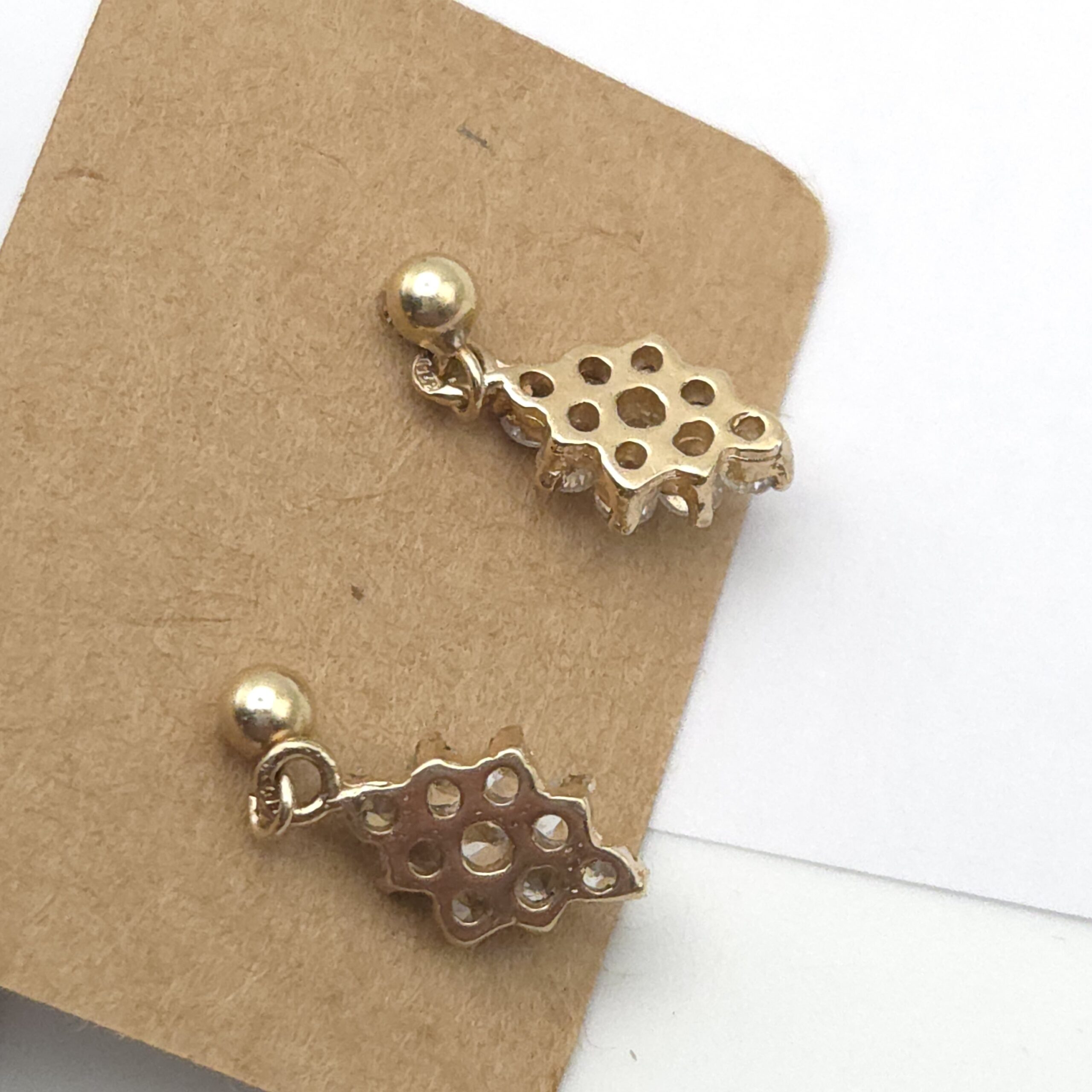 9ct Gold Drop Earrings Cluster Hallmarked