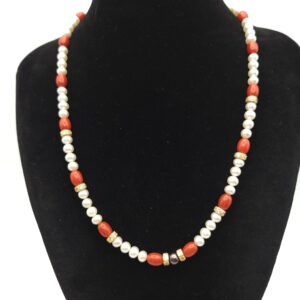 Coral Pearl Necklace 22kt Gold Clasp