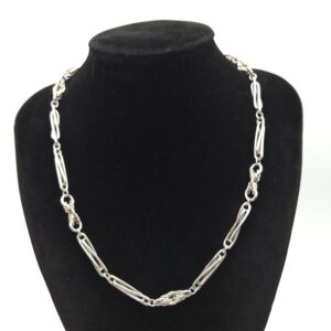Silver Fetter Watch Chain Necklace Trombone Links