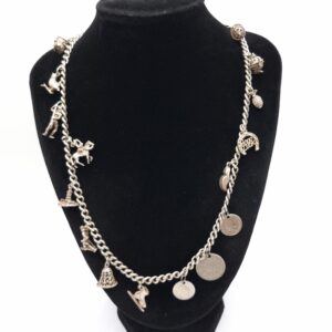 Antique Silver Curb Chain with Charms