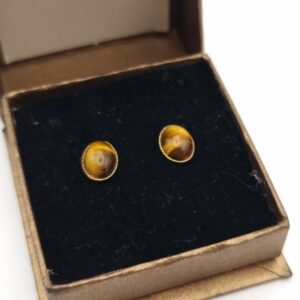 9ct Gold Tigers Eye Earrings