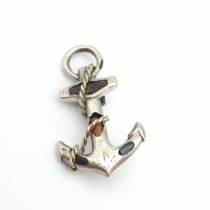 Victorian Silver Bloodstone Anchor Brooch